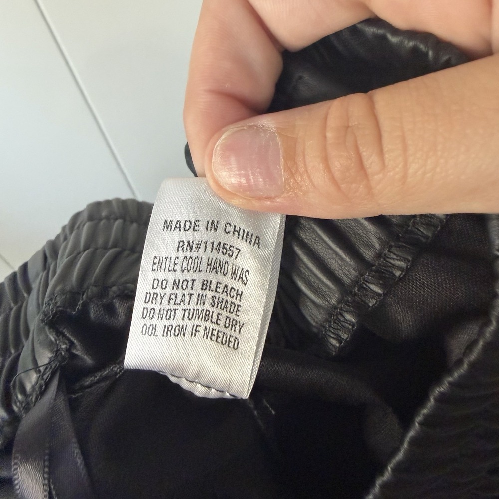 THML Faux Vegan Leather Cargo Jogger Pants Black Elastic Waist Women's Large - Picture 5 of 8